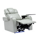 Modern PU Leather Power Recliner with Cooling Cup Holder, Bluetooth Speaker, LED Lights, USB Ports, Tray Table, Arm Storage, Grey