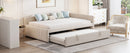Full Size Upholstered L-Shaped Upholstered Daybed with Twin
Size Pop Up Trundle, Beige