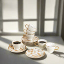 Amal - Espresso /Turkish Coffee Cups, (12-Pc)- Beige & Gold