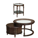 Modern Nesting Coffee Table Set with Matching Glass Side Table – Elegant Rubberwood Frame and Functional Storage