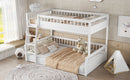 Full XL over Queen Bunk Bed with Ladder and Guardrails, White