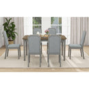 7-Piece Farmhouse Dining Set Classic Rustic Table and 6 high-back design Chairs for Dining Room, Kitchen (Brown+Gray)
