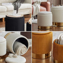 Bubblegum Pink Velvet Circular Ottoman With Storage