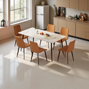 Dining Table with Sintered Stone Tabletop and Metal Legs, 63' Rectangular Modern Kitchen & Dining Room Table