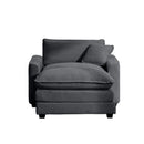 Classic Modern Deep Seat Sofa with Footstool and Pillow, Grey Corduroy, Living Room & Bedroom
