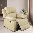 Beige Manual Leather 3 Piece Recliner Sofa Set For Living Room