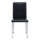 A Set of 2 Black PU Backrest Chairs with Silver Metal Legs: They Are Ideally Suited for Minimalist and Contemporary Home Styles, With Dimensions of 16.2*18.5*34.6 inches