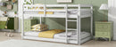 Solid Wooden , Solid Rubber Wooden Twin over Twin Floor Bunk Bed with Ladder ,Upper and Bottom Bed Platforms crafted with Strengthened Slats, White