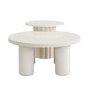 U-Can Modern Coffee Table Set of 2, Round Coffee Table with Cylindrical Leg Design and 1 End Table for Living Room