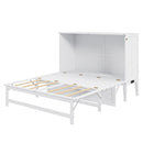 Queen Size Murphy Bed with Built-In Charging Station and a Shelf, White