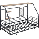 Twin Size Metal House Bed with Trundle, Black