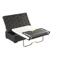 Convertible Ottoman Sleeper with Memory Mattress and Tufted Design, Folding Sofa Bed, Dark Gray Linen, 49.6 Inches