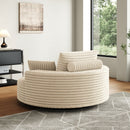 55''L Corduroy Chenille Foam Single Swivel Chair, Fluffy Modern Sleeper, 360 Degree Swivel Chair for Living Room, Bedroom, Lounge and Projection Room