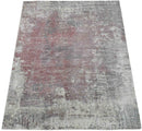 Handmade 6.6x8 Modern Abstract Red and Gray Viscose Rug