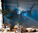 Great White Shark Wall Mural. Peel and Stick Wallpaper.
