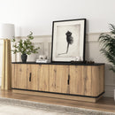 Natural Wood Grain Four-Door MDF TV Cabinet, An Ideal Choice for TV And Item Storage in Modern Homes, A Perfect Blend of Nordic And Modern Minimalist Styles, With Dimensions of 55*15.7*18.9 inches