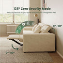 Modular Sectional Sofa With Velvet Beige Finish Recliner Compact Layout