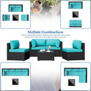 Five Piece Outdoor Patio Sectional Sofa Set Blue