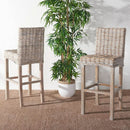 Grey Wash Rattan 30 Inch Bar Stool With Parsons Legs