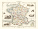 Vintage Map of France 1851