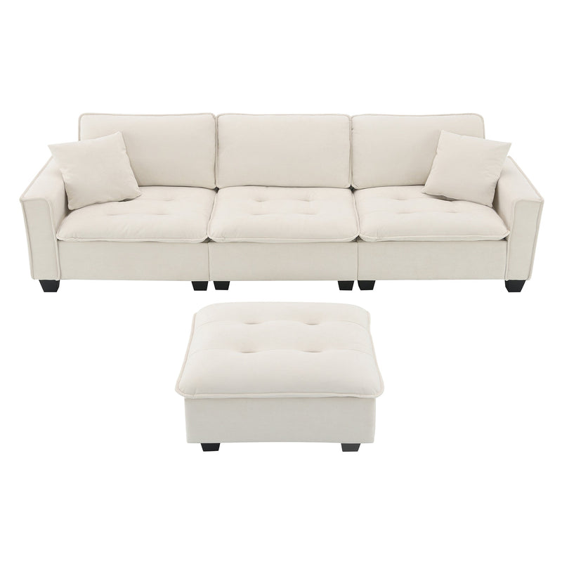 Walker Edison | Suede Modern Sectional L Shape Sofa with Ottoman