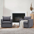 Charcoal Upholstered Swivel Accent Chair 34Inch Wide