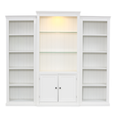 Retro Style 3-Piece Bookcase Display Cabinet with Adjustable LED Lighting, Tempered Glass Shelves, White