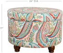 Large Upholstered Round Storage Ottoman Living Room