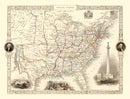 Vintage Map of United States 1851