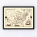 Vintage Map of United States 1851