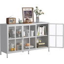 Modern Sideboard Buffet Cabinet with Storage Premium Steel Storage Cabinet, Adjustable Feet,Glass Doors,Large Capacity Organizer