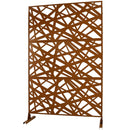 Outdoor & Indoor Privacy Screen Metal Privacy Screen 76' H×48' W, Freestanding Decorative Privacy Screen for Deck Balcony Patio, Privacy Fence Panels for Outside Lawn Garden PS117 BROWN
