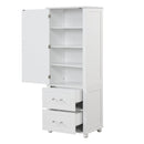 Tall Bathroom Storage Cabinet, Freestanding Storage Cabinet with Two Drawers and Adjustable Shelf, MDF Board with Painted Finish, White (Old Sku:WF312728AAK)