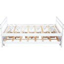Twin Size Bed with Headboard, Footboard, Trundle and Three Storage Drawers, Twin Size Pine Wood Bed with Headboard, Footboard,White