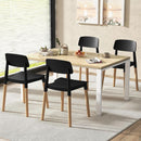Wooden Dining Chairs Set of 4 Black Ergonomic Backrest
