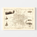 Vintage Map of Edinburgh, Scotland 1851