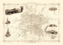 Vintage Map of Edinburgh, Scotland 1851