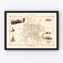 Vintage Map of Edinburgh, Scotland 1851