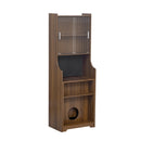 Mid-Century Modern Walnut Vintage Multi-use Cabinet With Cat scratcher Bed cat friendly furniture
