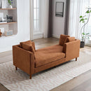 77.95'' Wide Modern Double-Sided Upholstered Chaise Lounge Indoor,Chenille Fabric Sleeper Sofa Couch With 4 Throw Pillows, Daybed with Rubberwood Legs For Living Room, Bedroom, Apartment,Caramel