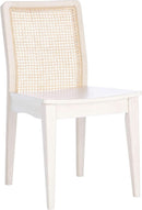 Coastal White And Natural Rattan Dining Chair Set Of 2