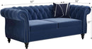 Blue Velvet 2 Piece Living Room Set Sofa Loveseat Chair For Living Room And Office