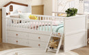 Twin Bed Frame with Storage 4 Drawers,Wooden Bed Frame for Kids,Platform Twin Size Bed with Guardrail Headboard and Ladder, No Box Spring Needed, Easy Assembly, White
