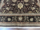 Indo Persian Rug 10x14, Floral Allover, Handmade Vintage Wool Rug, Dark Maroon/Plum and Black