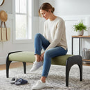 51 Inches Wide Linen Textured Emerald Ottoman Bench