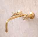 Wall Mounted Unlacquered Brass Faucet , Antique Brass Faucet