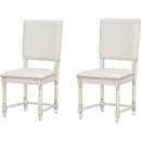 Vintage Traditional 2-Piece Upholstered Dining Chairs with Padded Backs, Cream