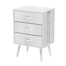 2 Pack Modern Nightstand with Charging Station, Bedside Tables with LED Light and Fabric Drawers