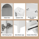 24' Bathroom Vanity with Sink, Bathroom Vanity Cabinet with Two Drawers and Door, Adjustable Shelf, Solid Wood and MDF, White (Old Sku:WF309411AAK)