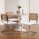 Modern Cesca Cane Dining Chairs With White Boucle Seat